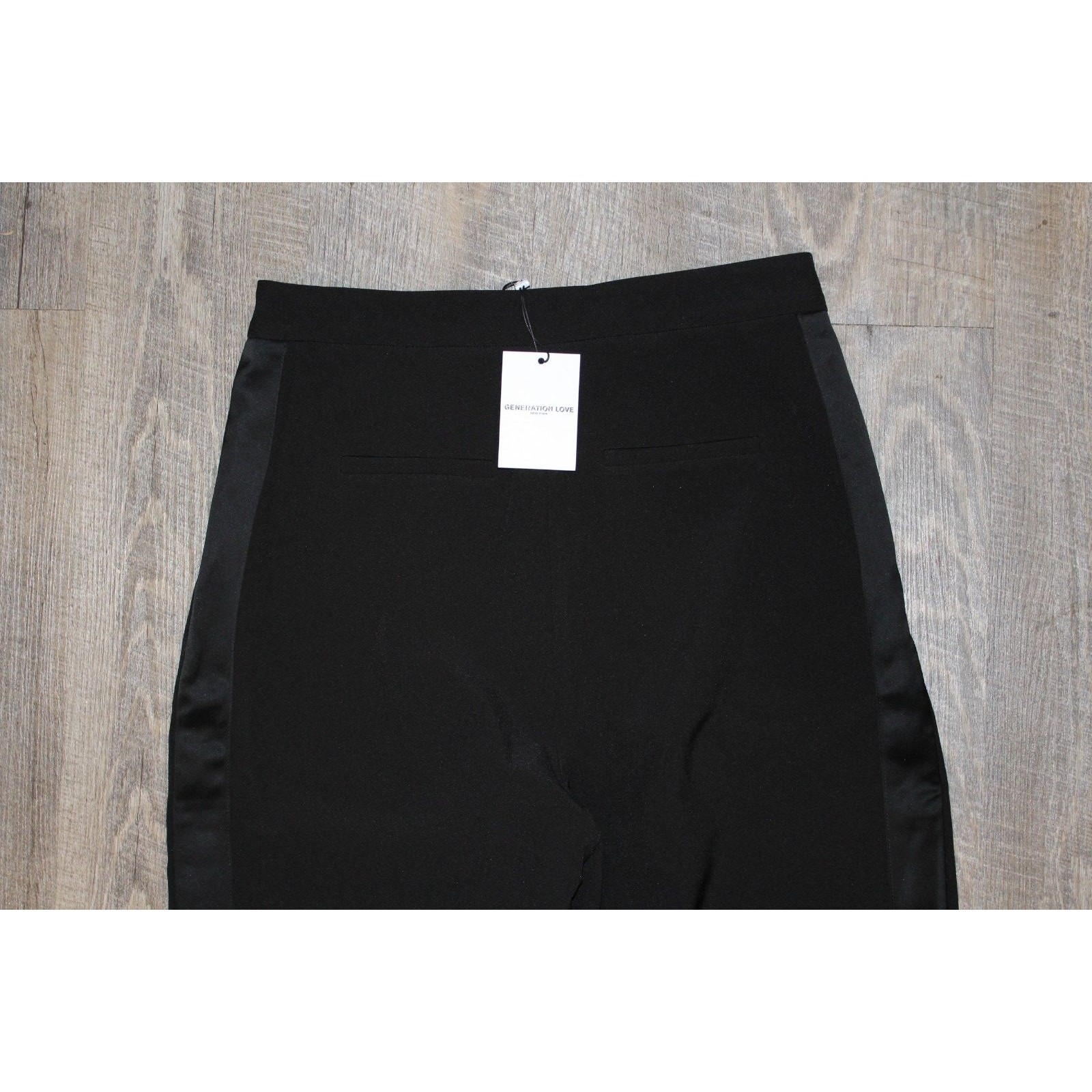 Generation Love Ellen Tuxedo Crepe Pants Pleated Front Trousers Black 8 Nwt $248 — image 5 of 5